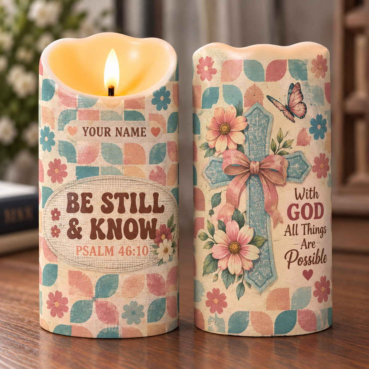 Personalized Be Still and Know Flameless LED Candle