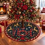Noel Nativity Reindeer Christmas Tree Skirt