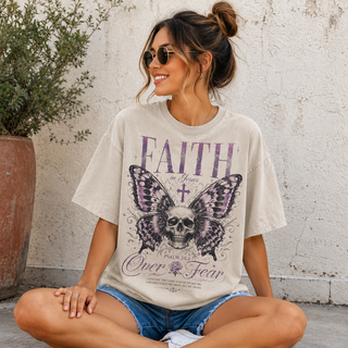 Faith Over Fear In Jesus Skull Butterfly T-Shirt