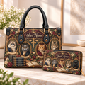 Personalized Regal Cats PU Leather Handbag & Leather Long Wallet