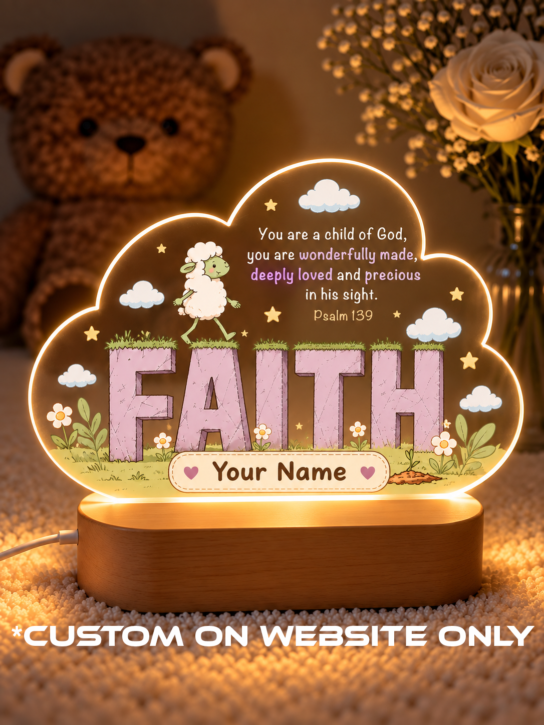 Psalm 139 Faith Sheep Personalize LED Night Light