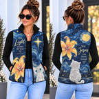 Starry Blue Kitten Golden Lily Down Puffer Vest