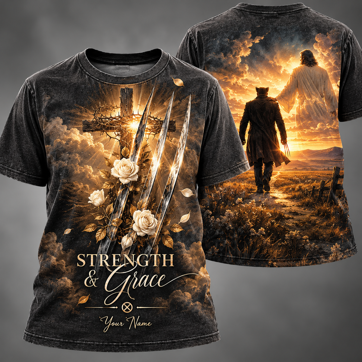 Personalized White Rose Claw T-Shirt