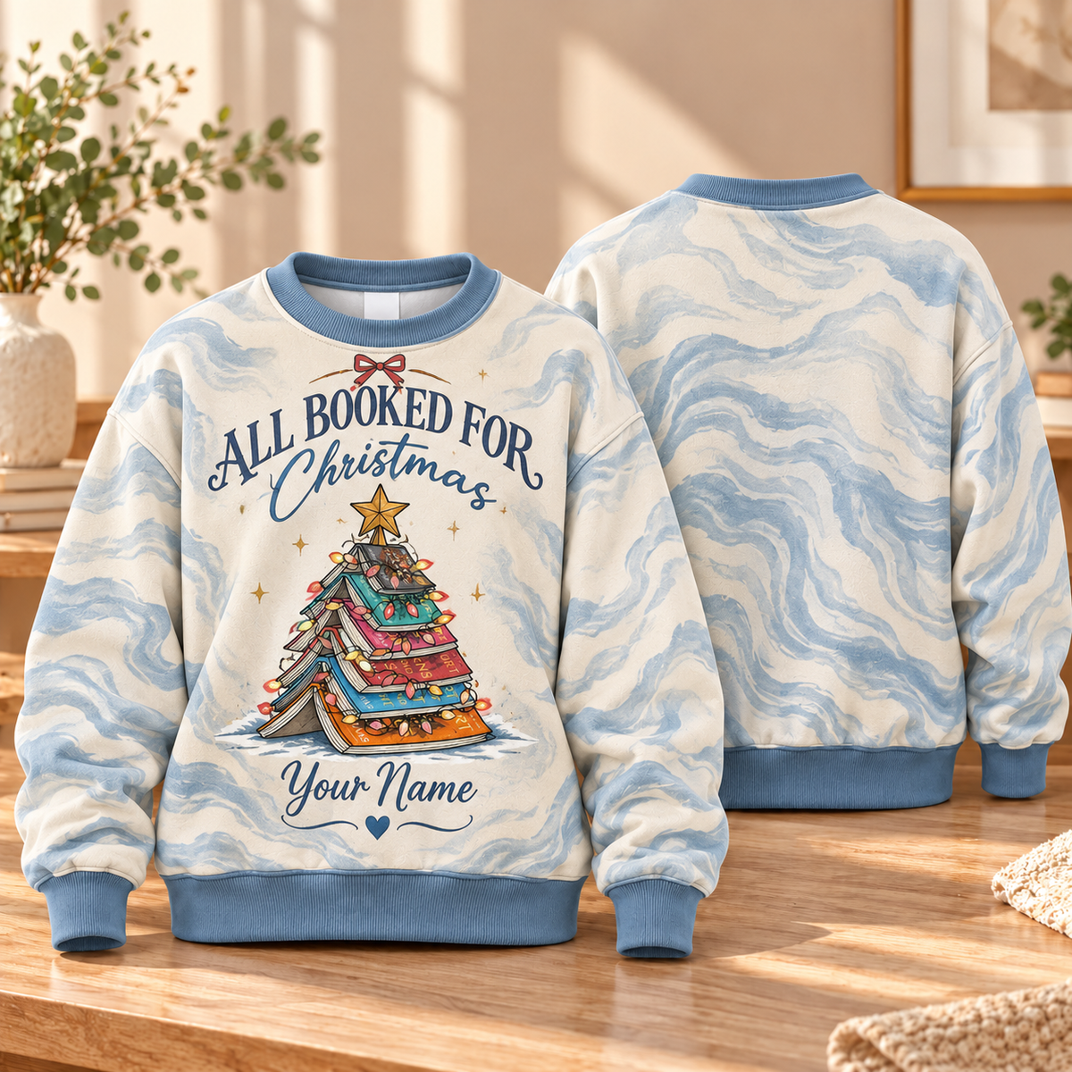 Personalized Holiday Book Tree Sweatshirt