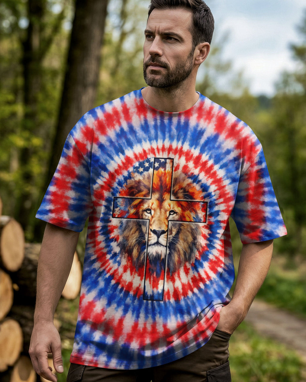 I Will Fear No Evil Lion Cross  Swirl  Men's All Over Print Shirt - Trunx598332