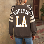 Los Angeles God Is In LA Leopard Sleeve Sweatshirt
