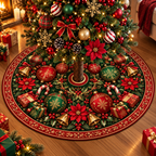 Poinsettia Ornaments Christmas Tree Skirt