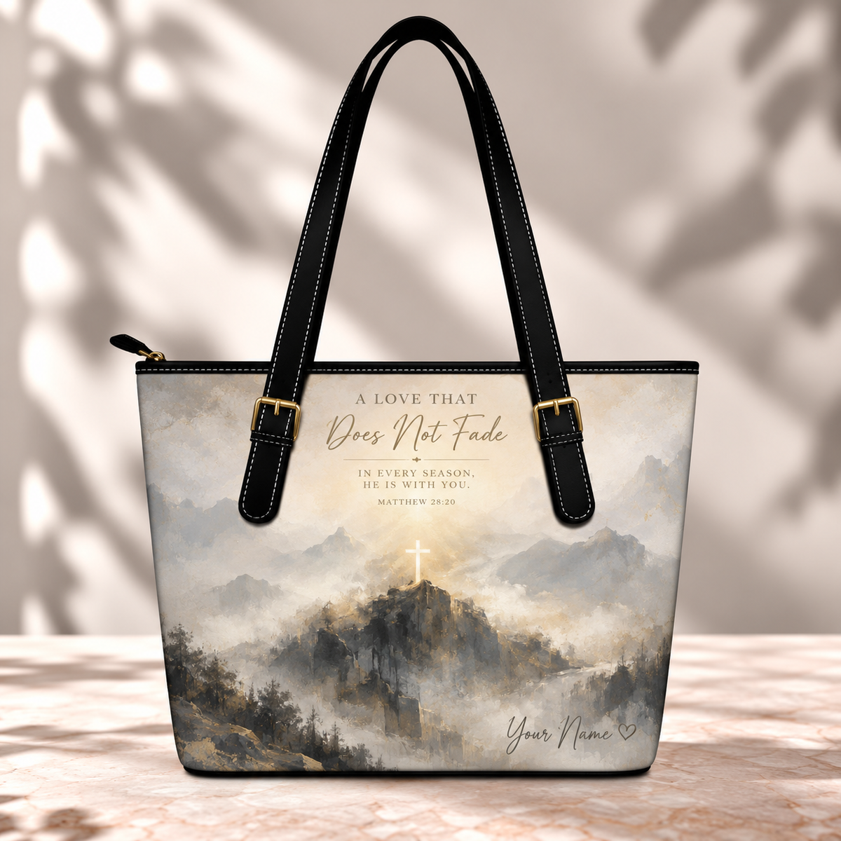 Personalized Unfading Love Mountain Cross Saddle Bag