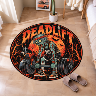 Deadlift Zombie Gym Halloween Round Rug