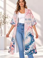 Be Still Cherry Blossom Wave Women's Short-Sleeved Cape