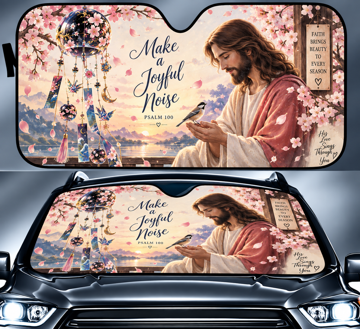 Make A Joyful Noise Jesus Car Sun Shade