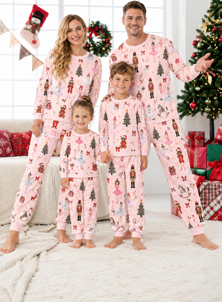 Pink Nutcracker Family Mixed Cotton Pajamas