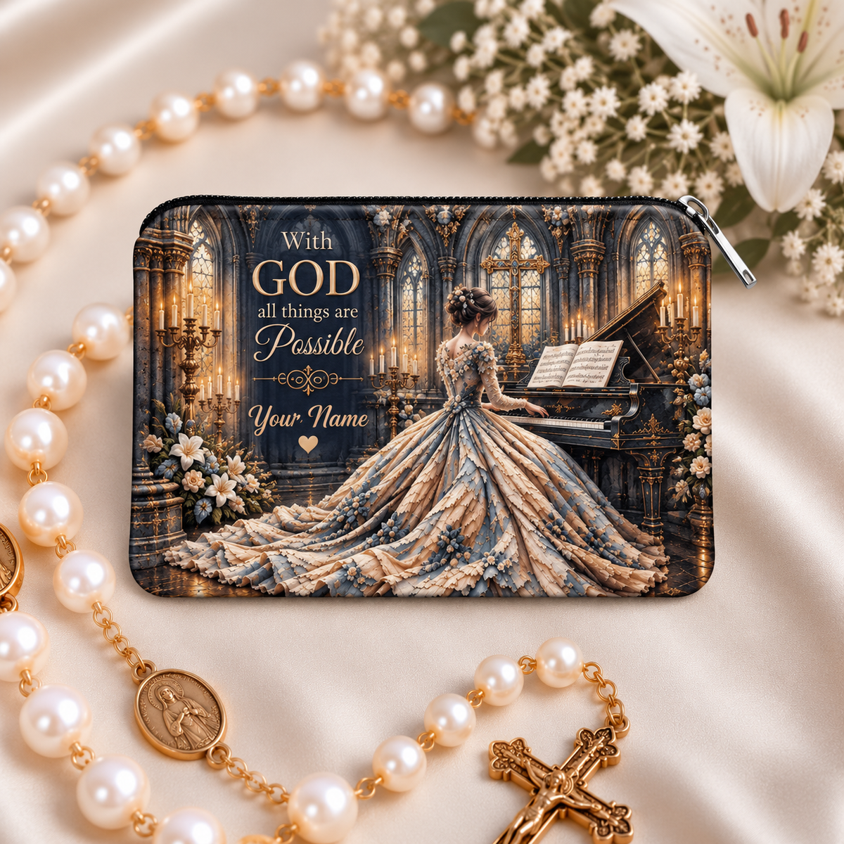 With God Pianist Personalized PU Leather Pouch