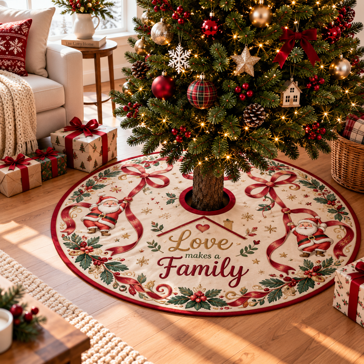 Love Makes a Family Christmas Tree Skirt
