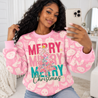 Pink Spooky Festive Tree Waffle Sweatshirt