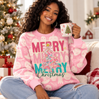 Pink Spooky Festive Tree Waffle Sweatshirt