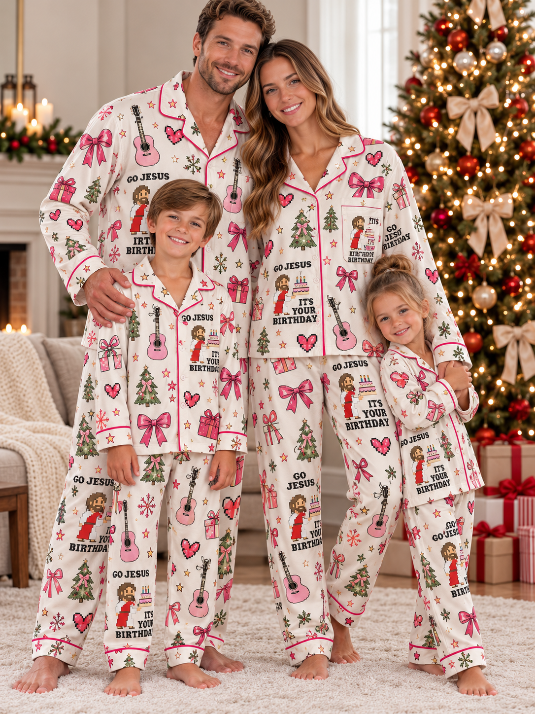 Go Jesus Birthday Family Ice Silk Pajamas