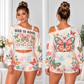 God Is Good All The Time One-Shoulder Top And Shorts Set