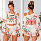 God Is Good All The Time One-Shoulder Top And Shorts Set