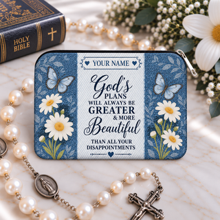 God's Plans Butterfly Personalized PU Leather Pouch