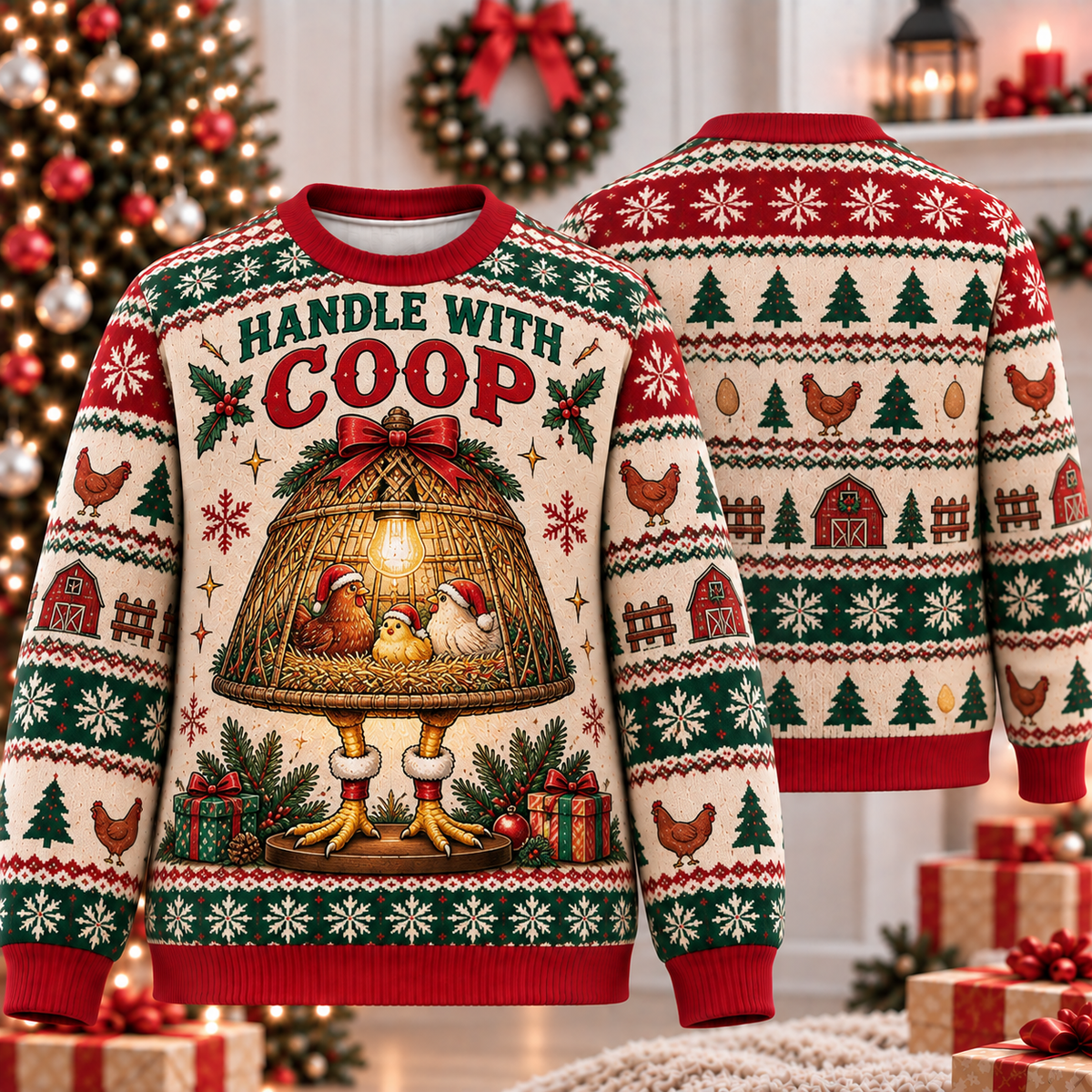 Handle With Coop Chicken Ugly Sweater
