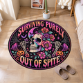 Surviving Purely Out Of Spite Skull Halloween Round Rug