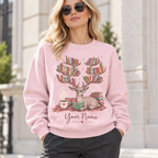 Personalized Pink Bookish Deer Sweatshirt