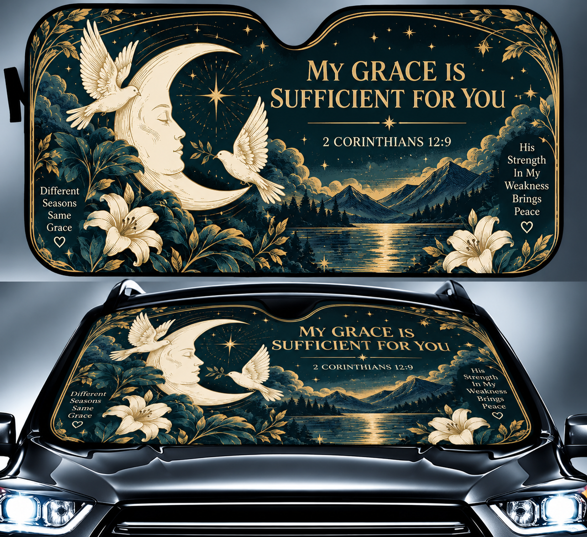 My Grace Is Sufficient For You Dove Car Sun Shade