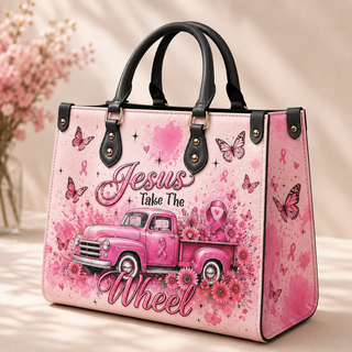 Jesus Take The Wheel Pink PU Leather Handbag
