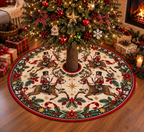 Nutcracker Riding Reindeer Christmas Tree Skirt