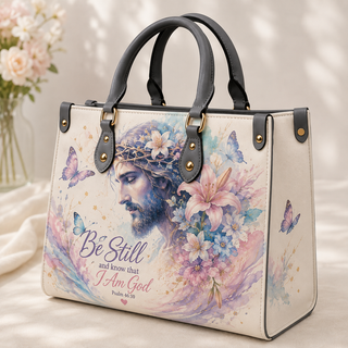 Jesus Be Still and Know That I Am God PU Leather Handbag