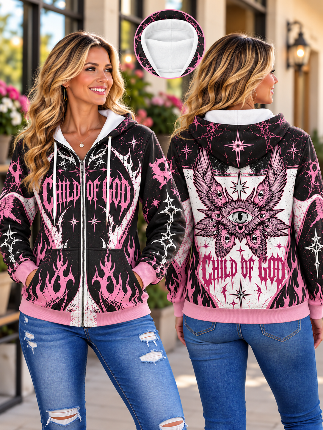 Child of God Winged Eye Zip Hoodie