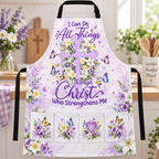 I Can Do All Things Through Christ Floral Cross Apron
