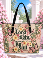 The Lord Will Fight For You Be Still Patchwork Butterfly Saddle Bag