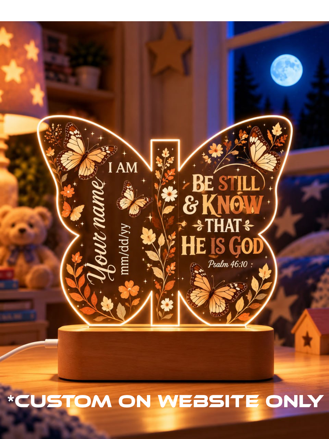 Be Still And Know Butterfly Personalize LED Night Light