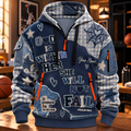 Personalized Navy Gingham Patchwork Half-Zip Hoodie
