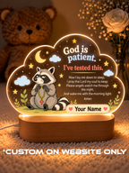 God Is Patient Raccoon Personalize LED Night Light