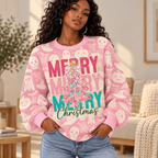 Pink Spooky Festive Tree Waffle Sweatshirt