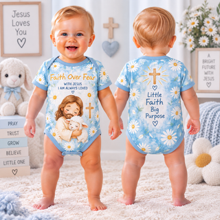 Faith Over Fear Jesus Lamb Baby Bodysuit