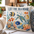 Let The Sea Roar Sea Turtle Pillow