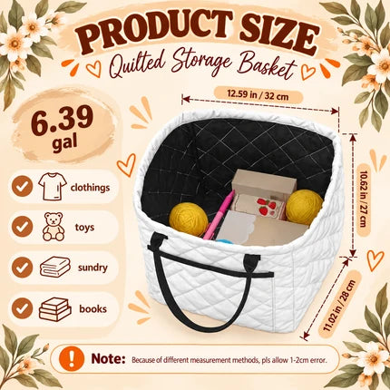 Vibrant Floral Letter M Personalized Quilted Storage Basket