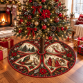 Nativity Ribbon Bow Christmas Tree Skirt