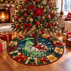 Santa Unicorn UFO I Believe Christmas Tree Skirt