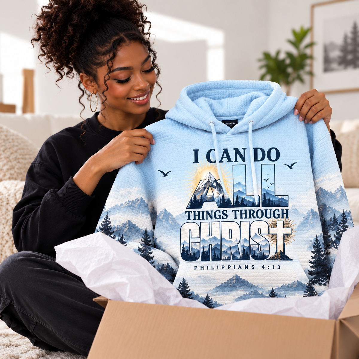 Blue Mountain Sunrise Waffle Hoodie