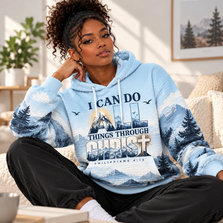 Blue Mountain Sunrise Waffle Hoodie