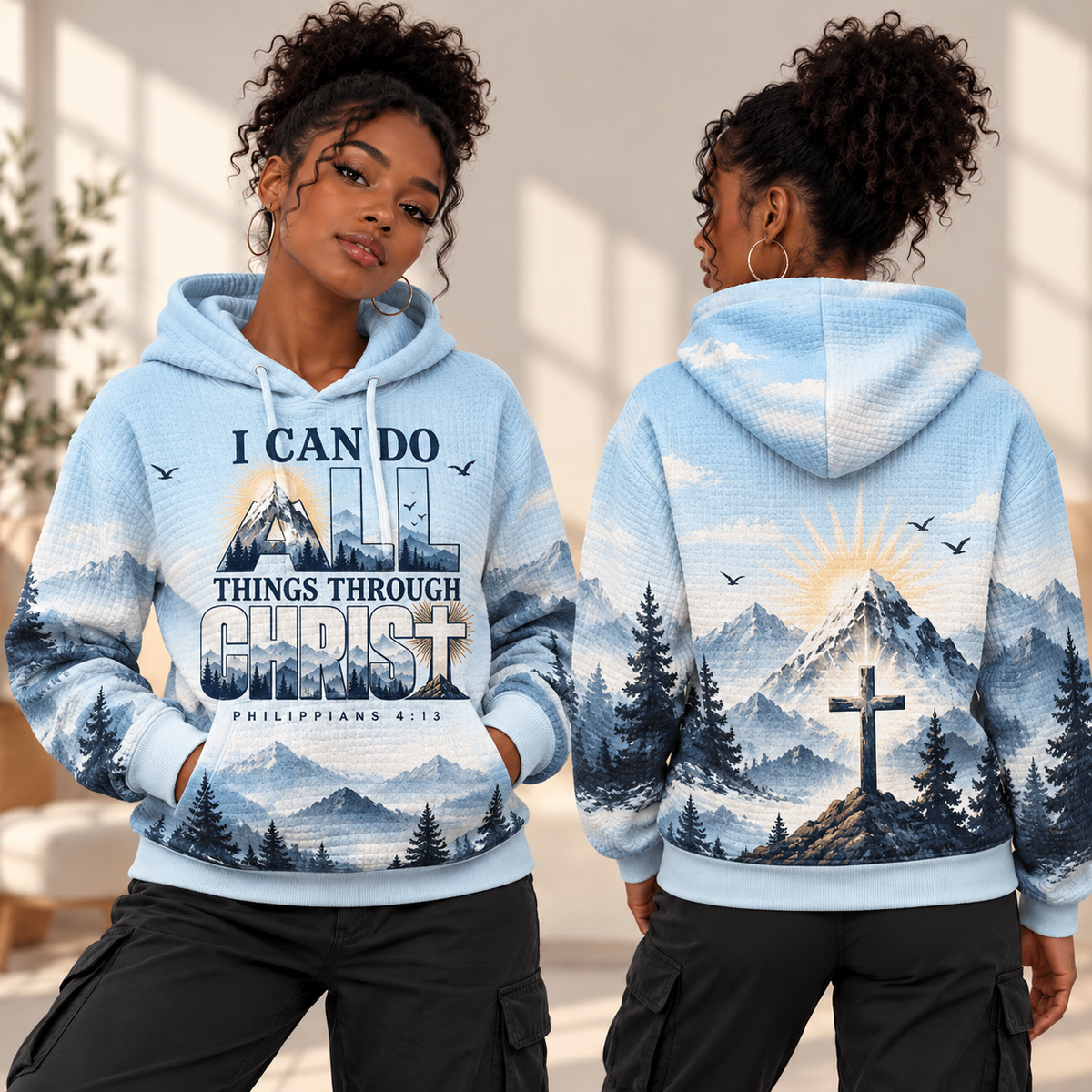 Blue Mountain Sunrise Waffle Hoodie
