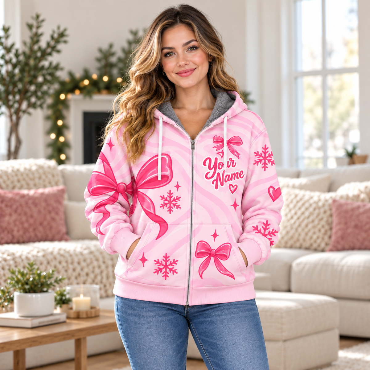 Bubblegum Gingerbread Man Personalized Fleece Jacket