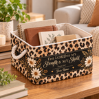 Personalized Leopard Daisy Storage Basket