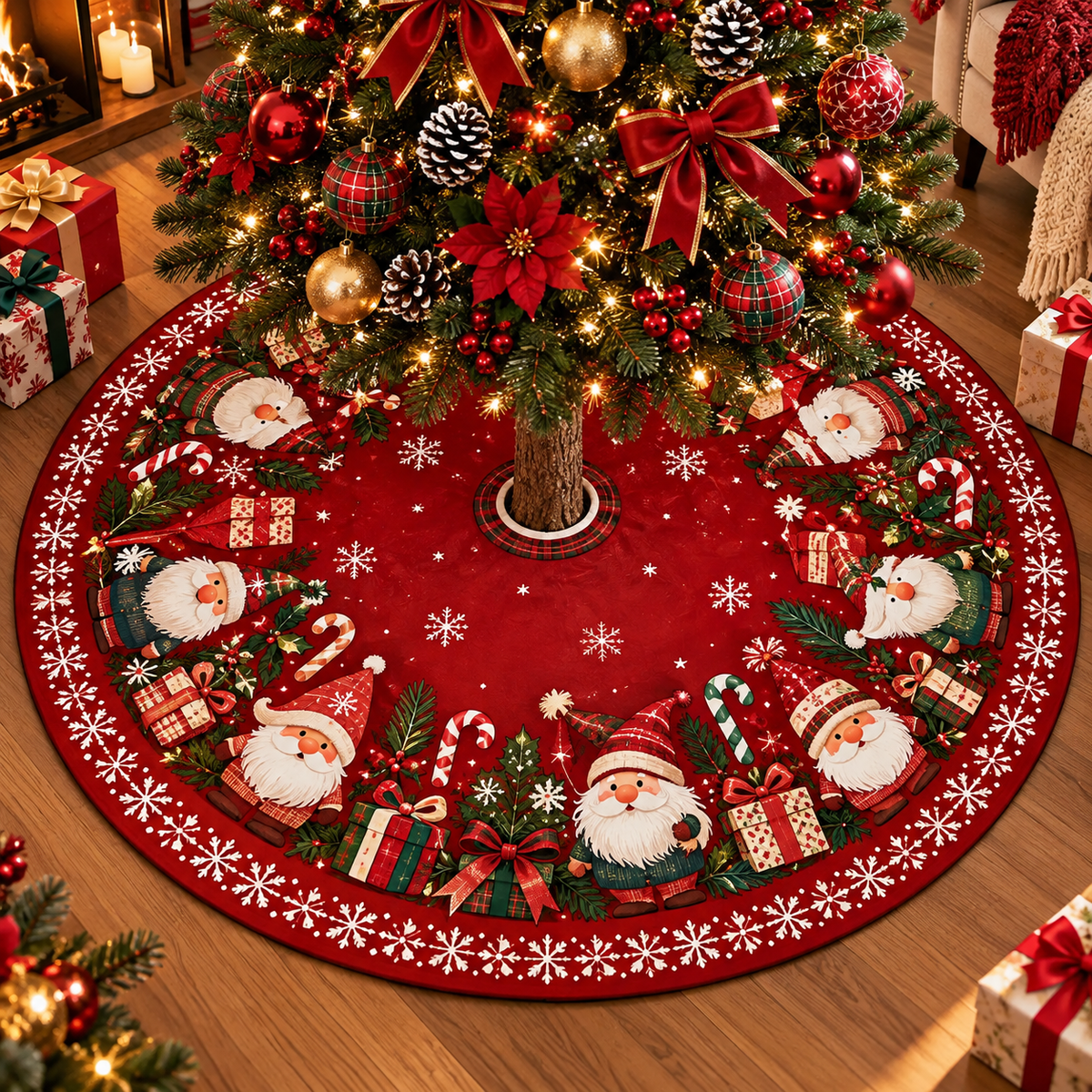 Santa Snowflake Christmas Tree Skirt