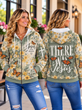 There Was Jesus Daisy Butterfly Zip Hoodie